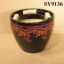 Pot for plant black and red printing ceramic decoration pot