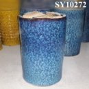 Pot for flower peacock blue glaze ceramic garden pot