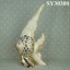 Galvanized gold and white ceramic decorative garden fish statue