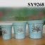 Blue Landscape printing ceramic transparent glazed Flower pot