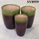 Double color bright glazed flower pot