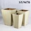 Light yellow Squared glazed outdoor decoration flower pot