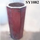 Octagonal red antique ceramic garden pot