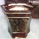 gold octagon shape wholesale antique ceramic flower pot