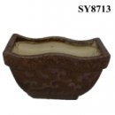 gold ingot shape glazed ceramic antique flower pot