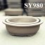 Handmade unglazed round bonsai pot