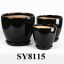 Black glazed decorative ceramic planter pot