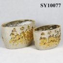 New oval gold ceramic plant pot