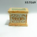 ( yellowe finished) paper mache rectangular planter box cement flower pot