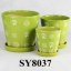 Pattern printing on grid indoor green glazed ceramic flower pots