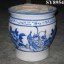 Blue peacock decal decoration ceramic planter pot