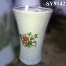 peony printing white glazed ceramic China pot for plant
