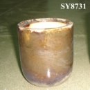Round grey antique crackled glazed pot