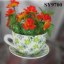 With saucer ceramic bright color cup flower pots
