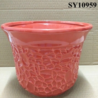 Top selling products 2015 red mini light ceramic flower pot