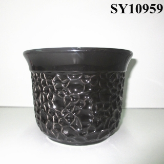 Pot for plant black mini porcelain flower pot