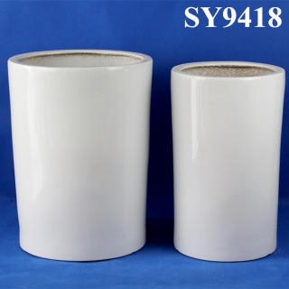 Decoration white round cylinder flower pot