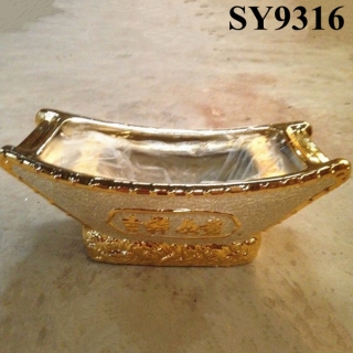Golden ceramic wider decoration flower pot