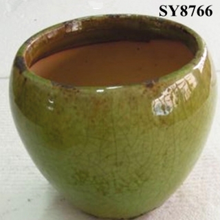Green glazed antique home plant pot