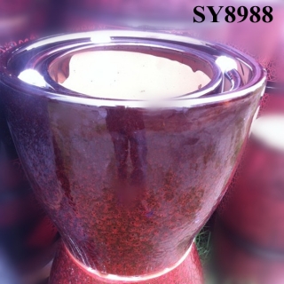 Agated red glazed ceramic flower pot