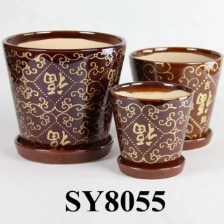 Chinese style ceramic bronzed galvanized pot