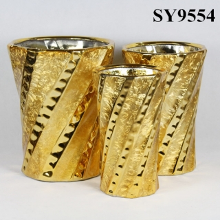 Plain galvanized golden decoration flower pot