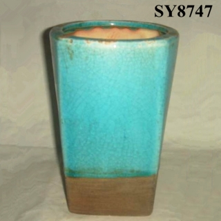 7" two colors glazed ceramic planter pot