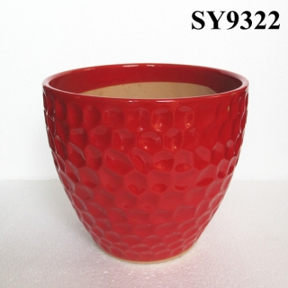 plain red glazed decoration flower pot