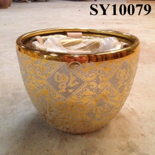Porcelain pot for sale colorful pattern gold porcelain pot