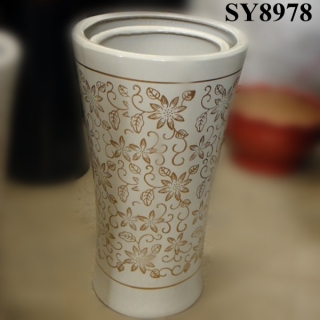 Golden printing tall decorative flower pots