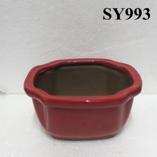 New products 2015 red glazed desk bonsai pot