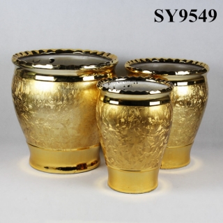 Jar shape plain golden outdoor decoration flower pot