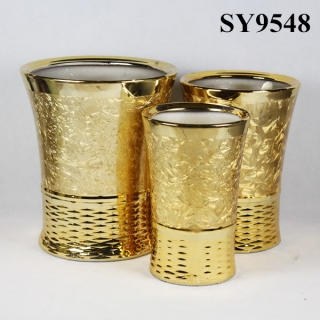 Tall golden galvanized decoration flower pot