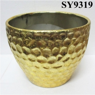 Shining plain golden small decoration flower pot