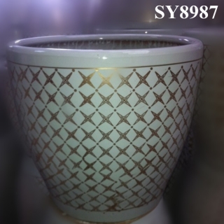 2015 new style white and golden decoration flowerpot