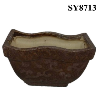 gold ingot shape glazed ceramic antique flower pot