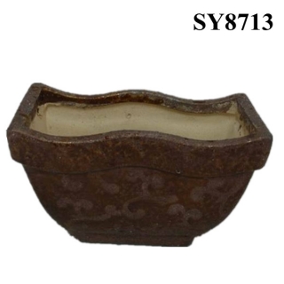 gold ingot shape glazed ceramic antique flower pot