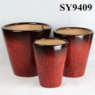 Red fancy glazed planter pot wholesale