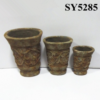 Rust carving rattan tall clay pots