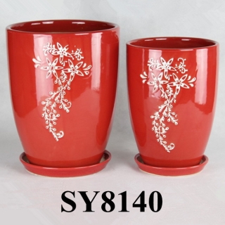 Pot for flower red pattern ceramic vase and pot