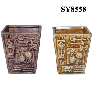 Acient pattern carved antique stone pots