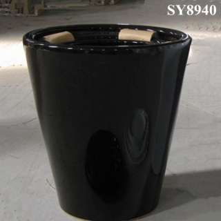 Black plant pot ceramic flower pots wholesale