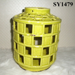 Decoration for home 8.5" yellow galzed candle holders decoration