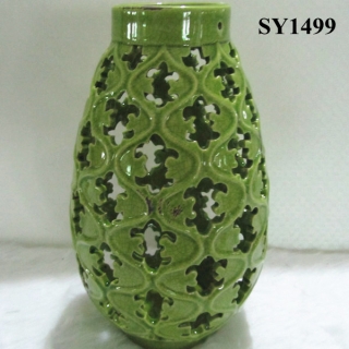 9" green glazed decorative stick candles