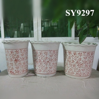 Ceramic pink printing home glazed pot