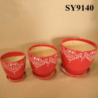 Red glazed ceramic New year pot