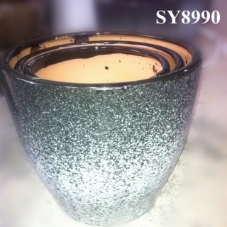 Black damask ceramic gift pot