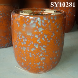 Peacock orange decoration glazed pot