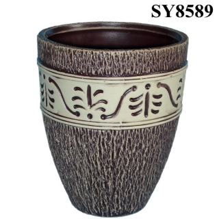 Dotted carving glazed mini ceramic desk pot