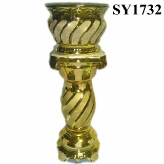 Home decoration golden galvanized roman column pot